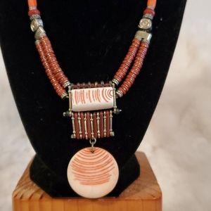 Orange and red unique necklace